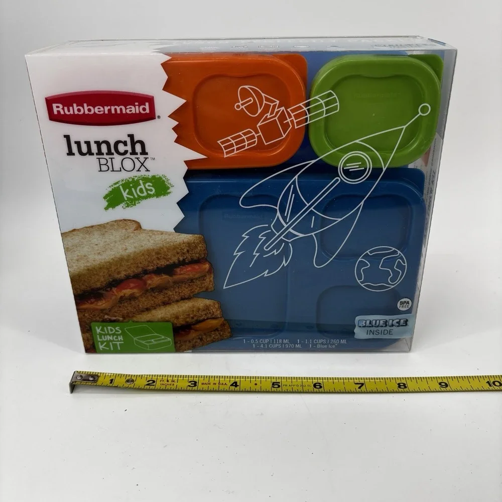 NEW~Rubbermaid LunchBlox Kids Lunch Kit Box BPA-Free~w/ Blue Ice & Divider